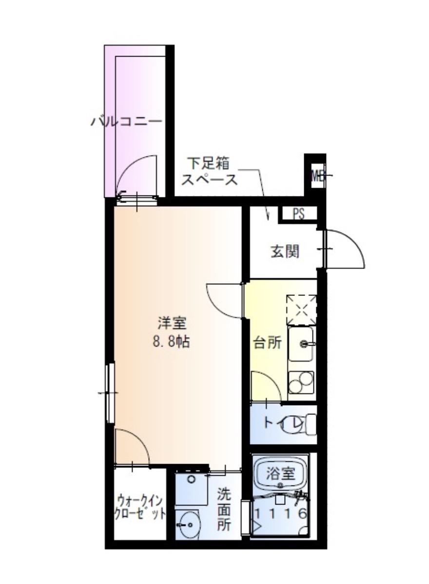 フジパレス天王寺東III番館(1K/3階)の間取り写真
