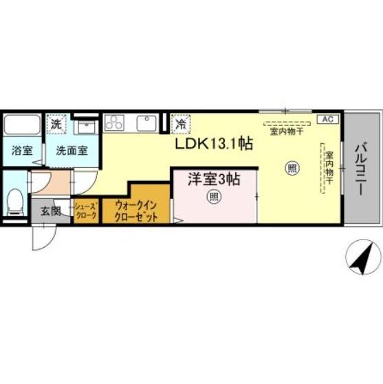 CHERIE MAISON明野(1LDK/2階)の間取り写真