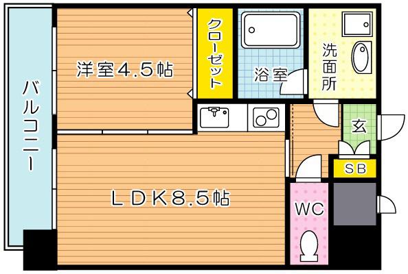 HAMIEL千防(1LDK/2階)の間取り写真