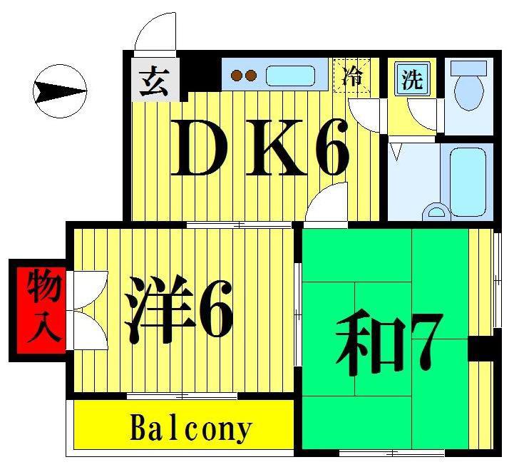 グランレッド1(2DK/2階)の間取り写真