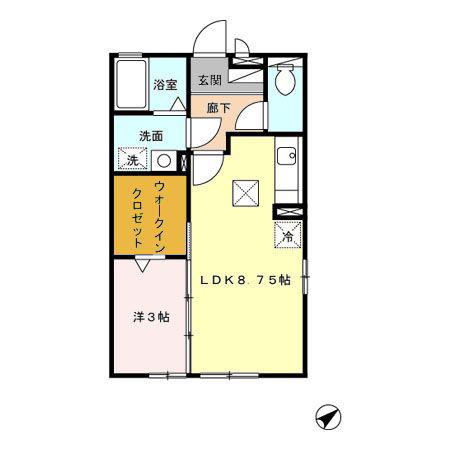 メゾンミューA(1LDK/1階)の間取り写真