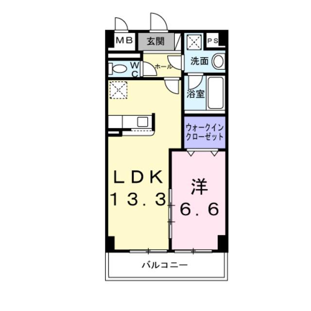 ドミールII オオハマ(1LDK/5階)の間取り写真