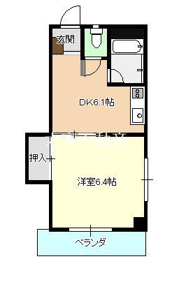 上町ビル(1DK/3階)の間取り写真