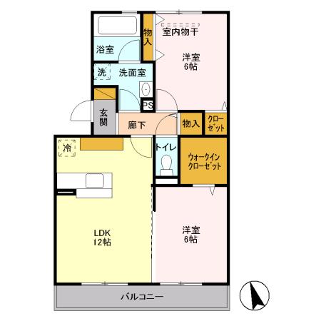 コモレビ大蔵F棟(2LDK/3階)の間取り写真