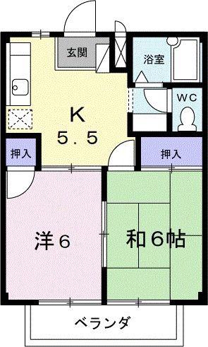 ピースハイツ(2DK/1階)の間取り写真