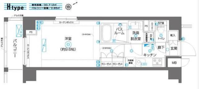 ZOOM上板橋(1K/5階)の間取り写真