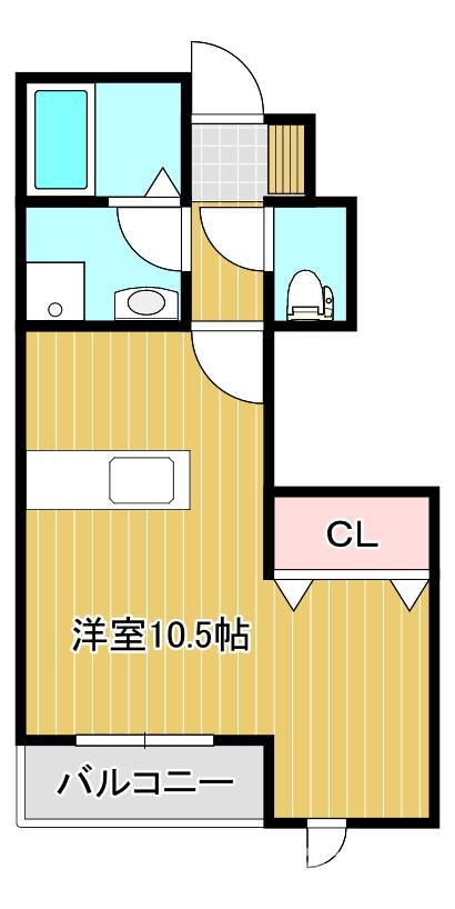 マビックエアーC(ワンルーム/1階)の間取り写真