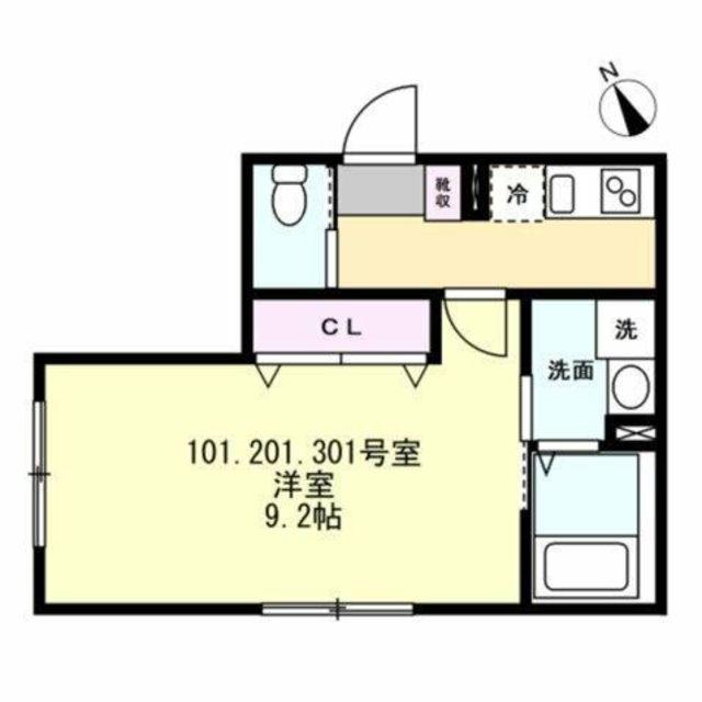 FELICE相模原(1K/1階)の間取り写真