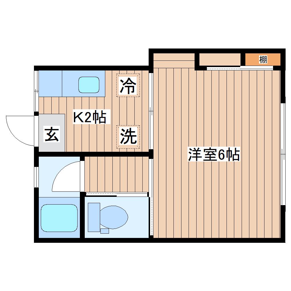 メゾンあいB(1K/1階)の間取り写真