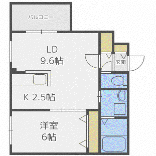 ディオグラシア桑園(1LDK/3階)の間取り写真