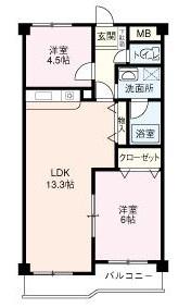 三和平城グランドパレス(2LDK/3階)の間取り写真