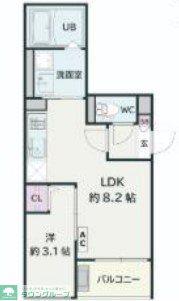 JACK KASUMIGASEKIHIGASHII(1LDK/1階)の間取り写真