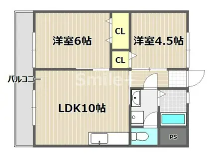 ハッピーハイツII棟(2LDK/2階)の間取り写真