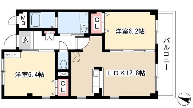フォレストスクエア シバタ(2LDK/3階)の間取り写真