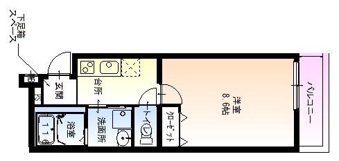 フジパレス西宮北口III(1K/3階)の間取り写真