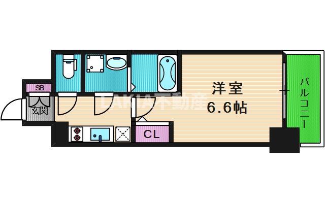 エスリード大阪上本町グリーズ(1K/14階)の間取り写真