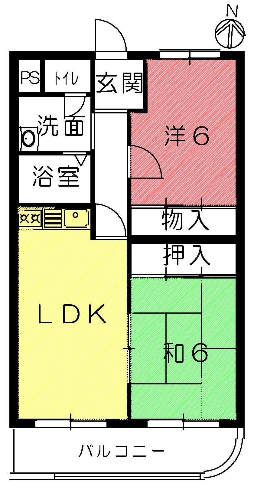 メゾン池本(2LDK/1階)の間取り写真