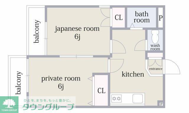 KITANO APARTMENT経堂(2DK/2階)の間取り写真