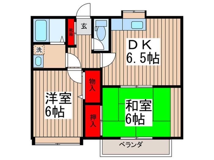 トシン市川コーポ(2DK/1階)の間取り写真