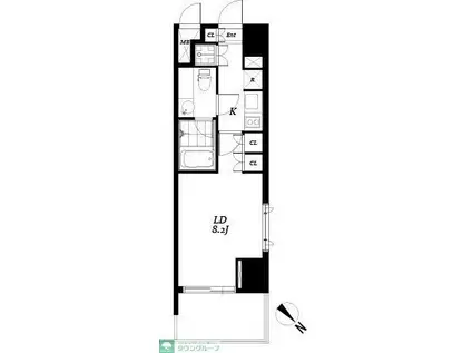 チェスターコート御茶ノ水(1K/13階)の間取り写真