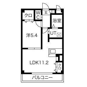 ウィステリア(1LDK/1階)の間取り写真