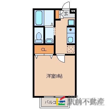 エクレールフラッツ(1K/1階)の間取り写真