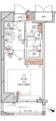 RISING PLACE 浅草参番館(1K/8階)の間取り写真