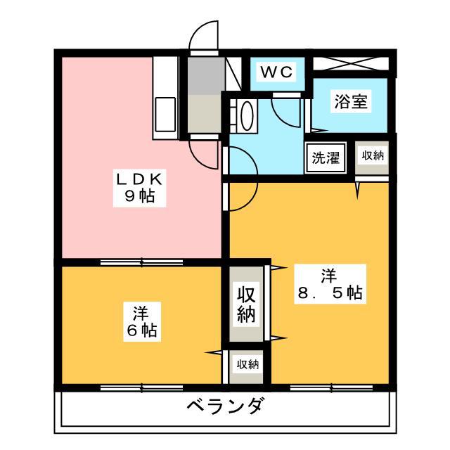 クレール秀光(2LDK/3階)の間取り写真