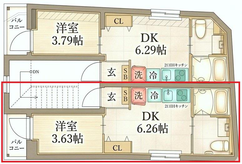 リアル北千住(1DK/4階)の間取り写真