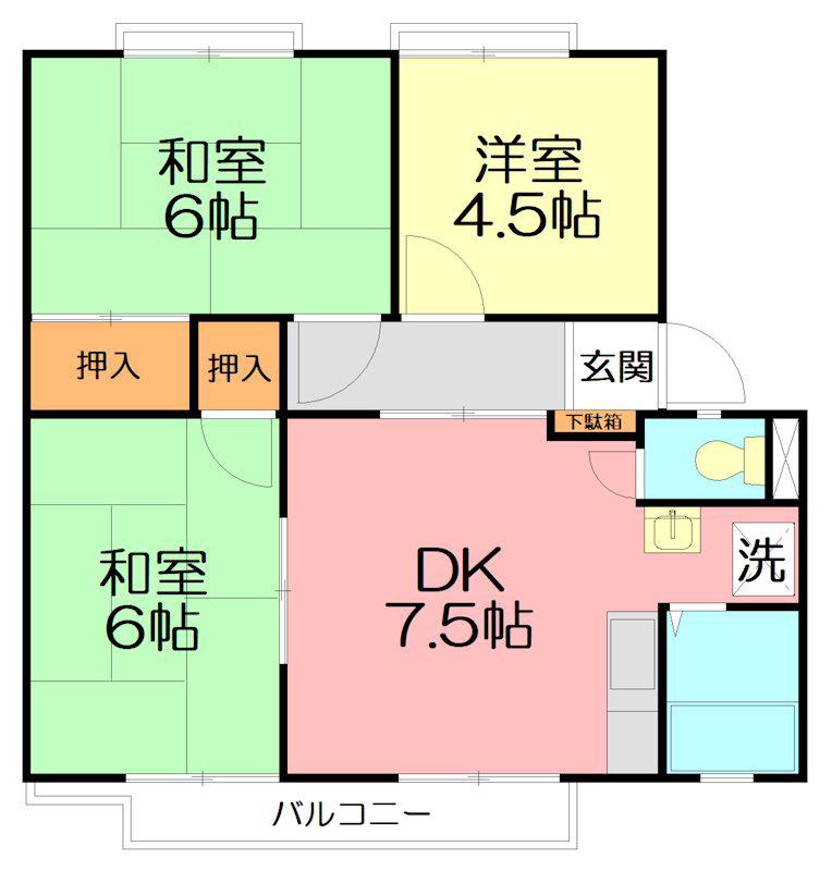 熊沢ハイツ3(3DK/1階)の間取り写真