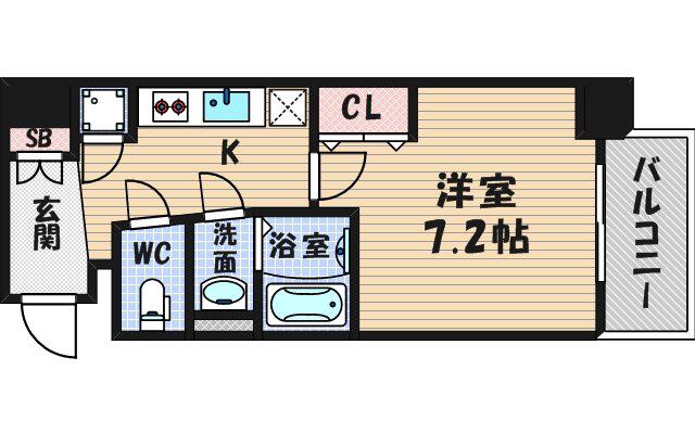 GRAND-K靭公園(1K/11階)の間取り写真