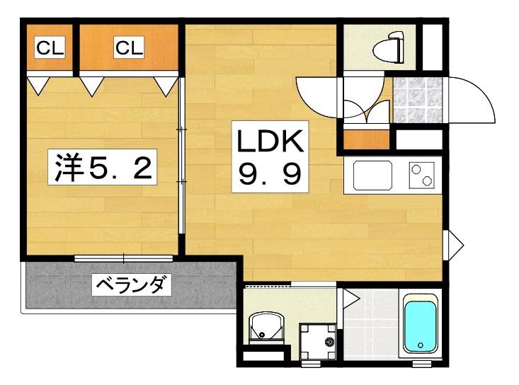 GRAN CLAUDIA寝屋川(1LDK/3階)の間取り写真