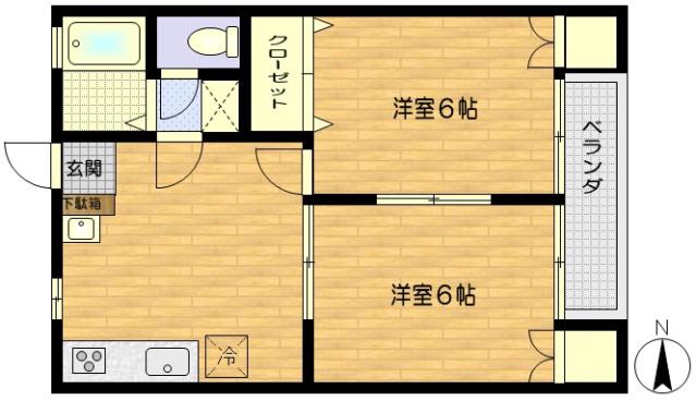 ヴィーナスハイツII(2DK/1階)の間取り写真