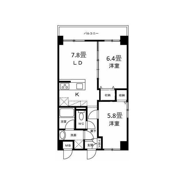 パルテンザ(2LDK/1階)の間取り写真