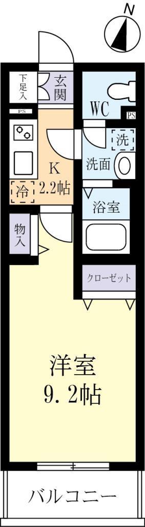 FLATS SANDRA(1K/2階)の間取り写真