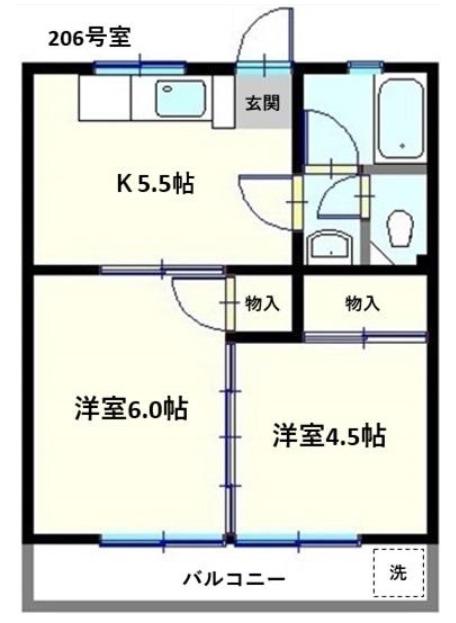 高橋マンション(2K/2階)の間取り写真