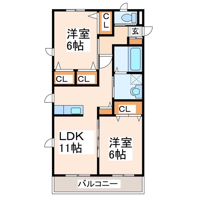 チェルシーコートII(2LDK/2階)の間取り写真