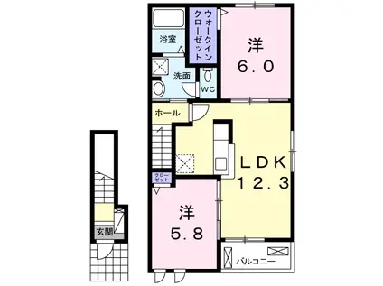 リバー サイド ストーリーA(2LDK/2階)の間取り写真