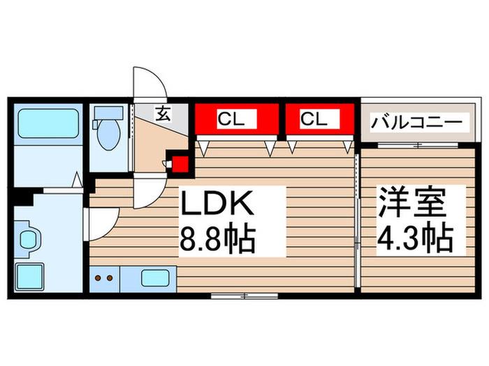 AJ南流山FIRST(1LDK/3階)の間取り写真