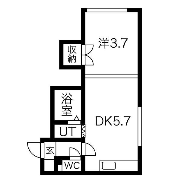ペルドゥエープス平岸(1DK/3階)の間取り写真