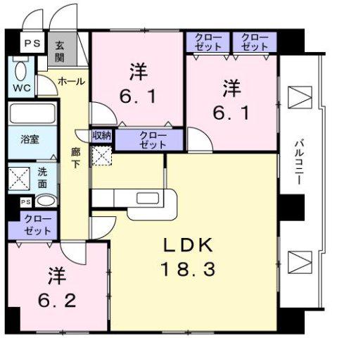メゾンシリウス(3LDK/3階)の間取り写真