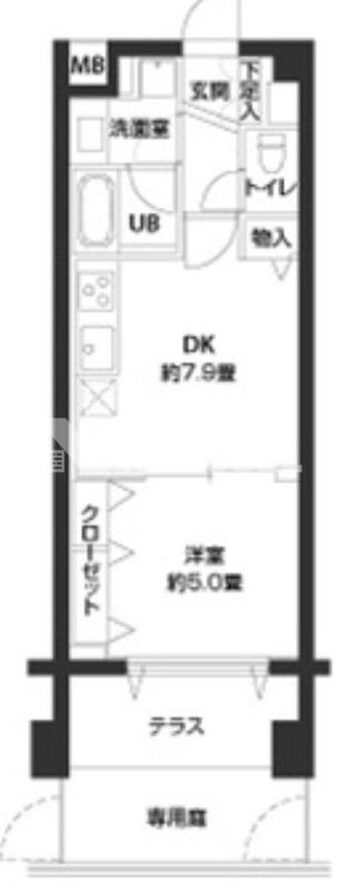 カスタリア自由が丘(1DK/1階)の間取り写真