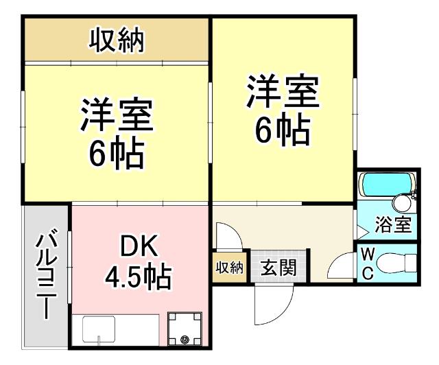 ヴィラナリー門司3棟(2DK/5階)の間取り写真