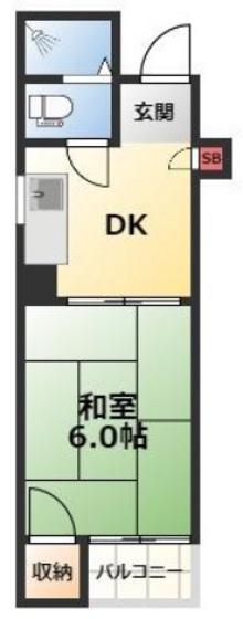 コーポラス寺町(1DK/4階)の間取り写真