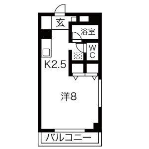 レジオンドヌール(1K/4階)の間取り写真