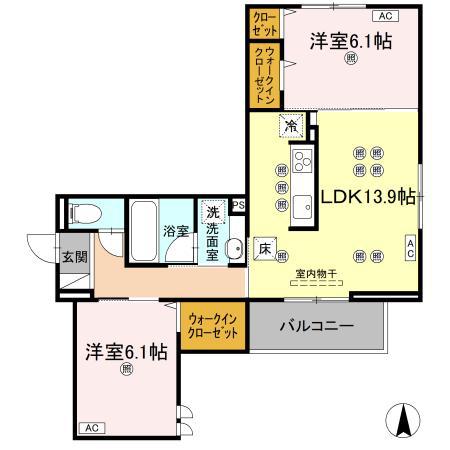 GRACECOURT(2LDK/1階)の間取り写真