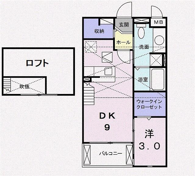 ボヤージュ(1DK/2階)の間取り写真