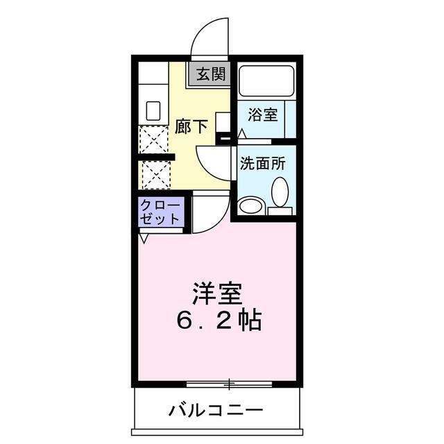 ハウズライフ厚木二番館(1K/1階)の間取り写真