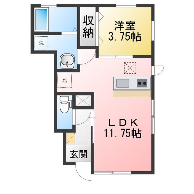 リーブルファイン算所2(1LDK/1階)の間取り写真