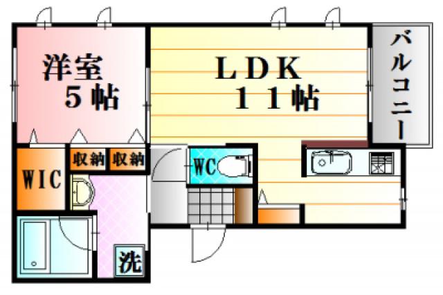 コンフォート祇園II(1LDK/2階)の間取り写真
